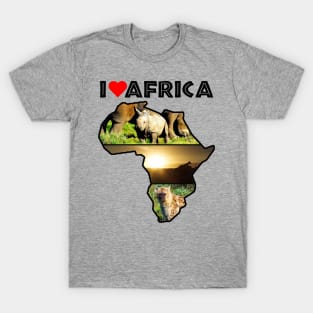 I Love Africa Wildlife Collage Map T-Shirt